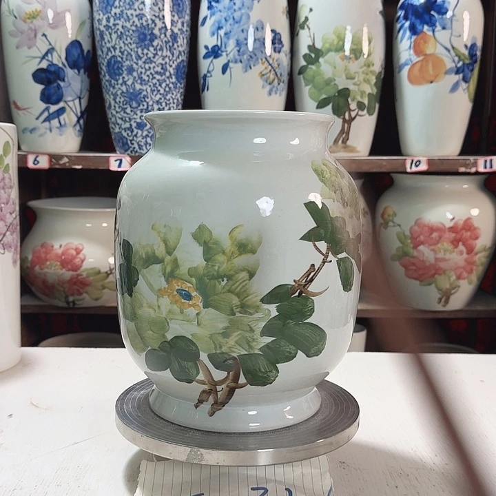 瓶高27口17冬瓜绿绿绿牡丹