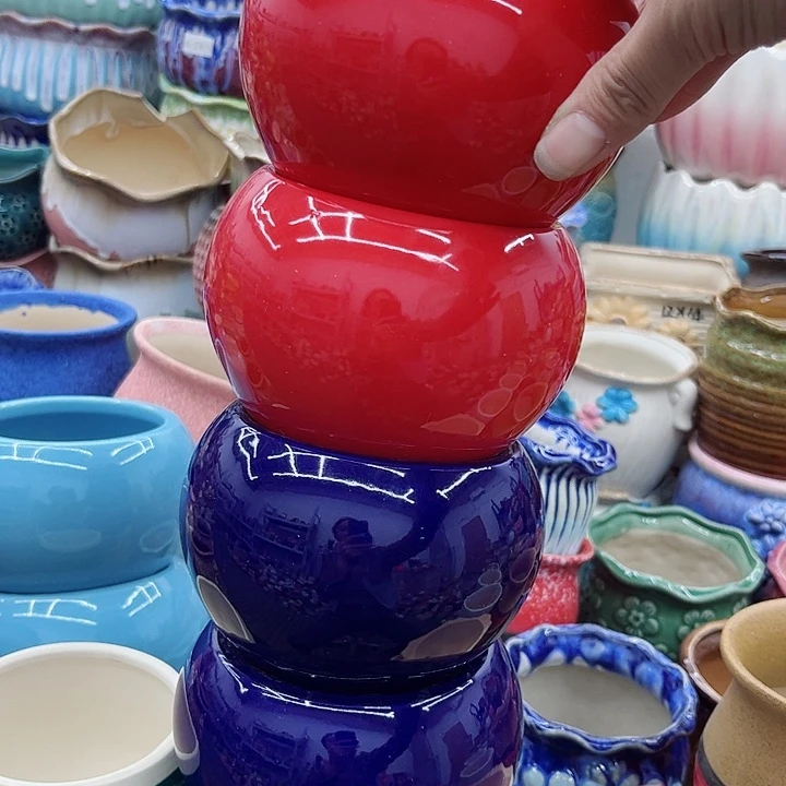 多肉绿植陶瓷花盆9.9包邮，有孔