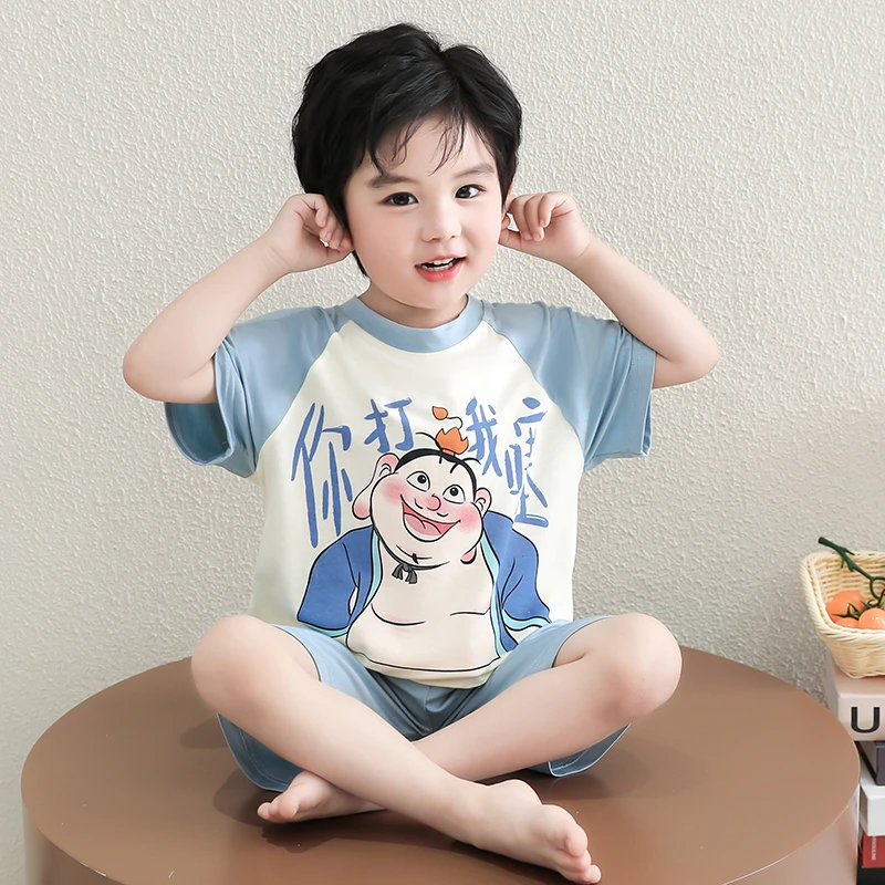 男童夏装家居服套装2025新款儿童宝宝洋气卡通太乙真人睡衣空调服
