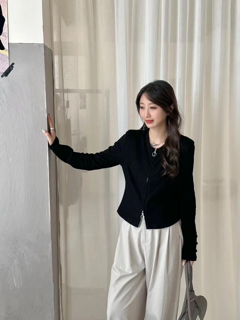 【8601】丰#双拉链休闲百搭开衫上衣