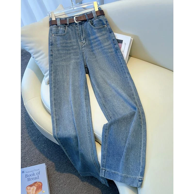 窄版阔腿牛仔裤女2025新款春夏季宽松套装女夏2025新款爆款洋气