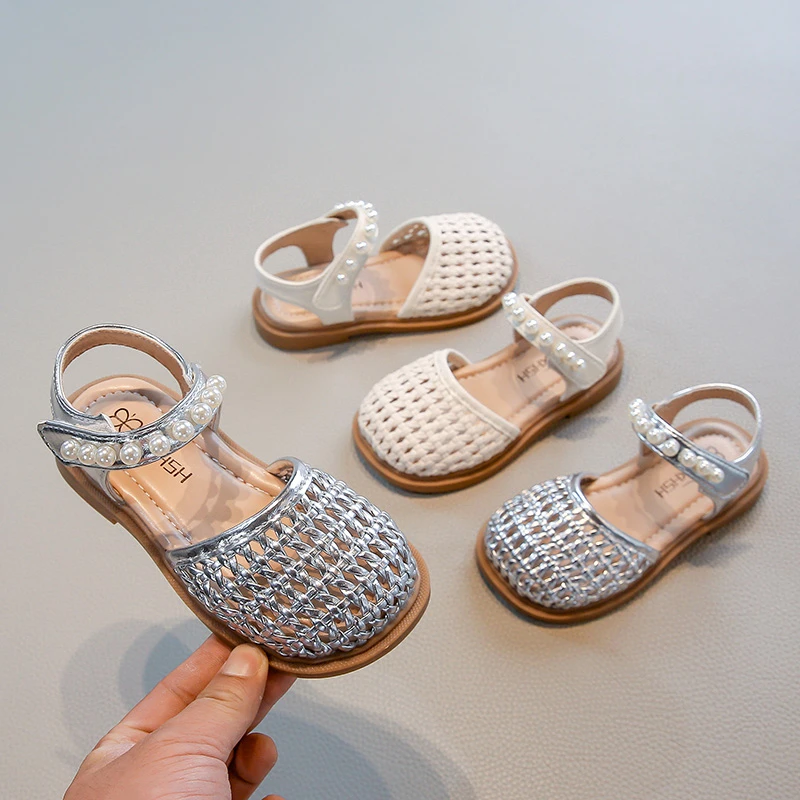 编织女童包头凉鞋夏季新款镂空软底公主鞋宝宝凉拖鞋沙滩鞋儿童鞋