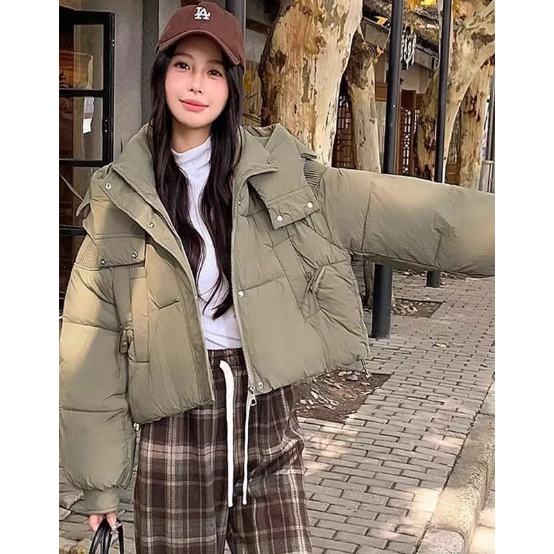 黑色棉服女冬季小个子面包服2025年新款宽松短款加厚棉衣外套