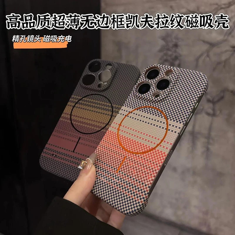 碳纤维纹细圈磁吸适用苹果16promax手机壳15pro无边框14/13保护套