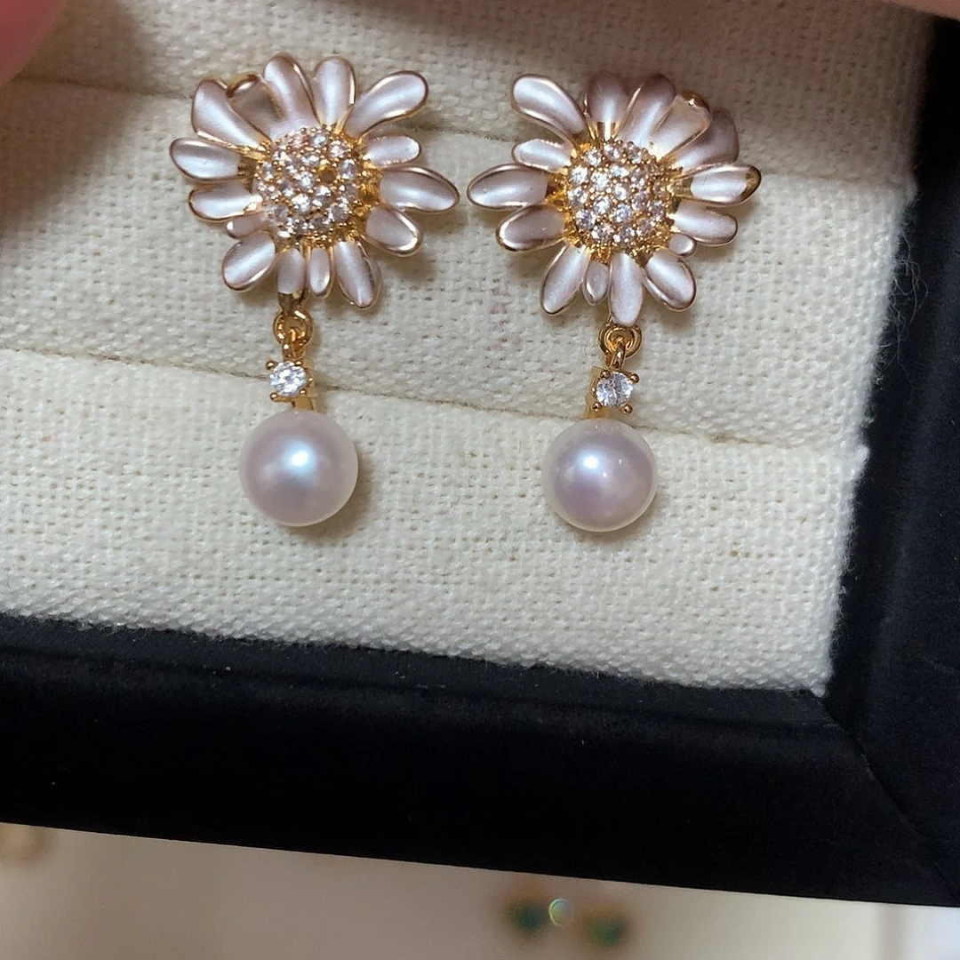 淡水珍珠耳饰合金