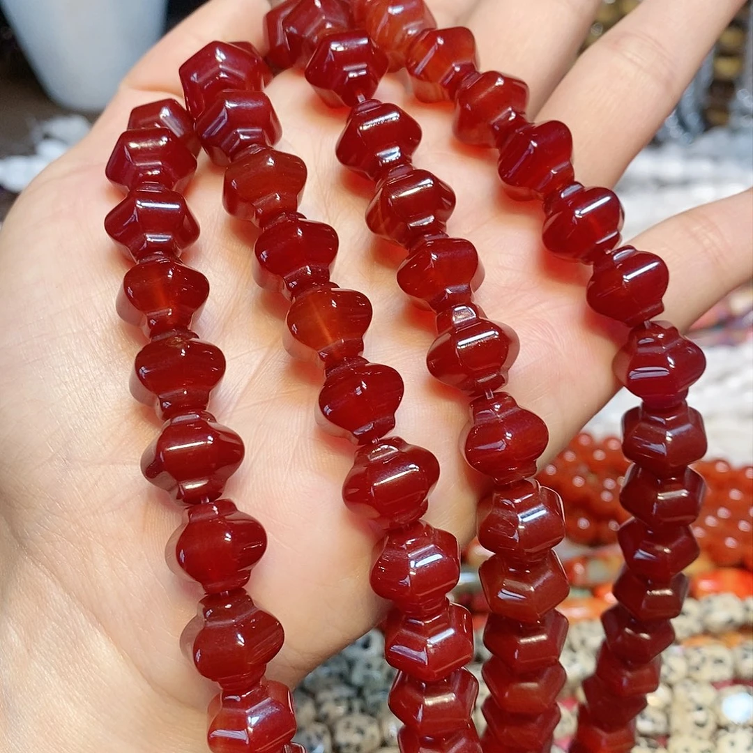 玛瑙/玉髓散珠天然红玛瑙灯笼14mm一条