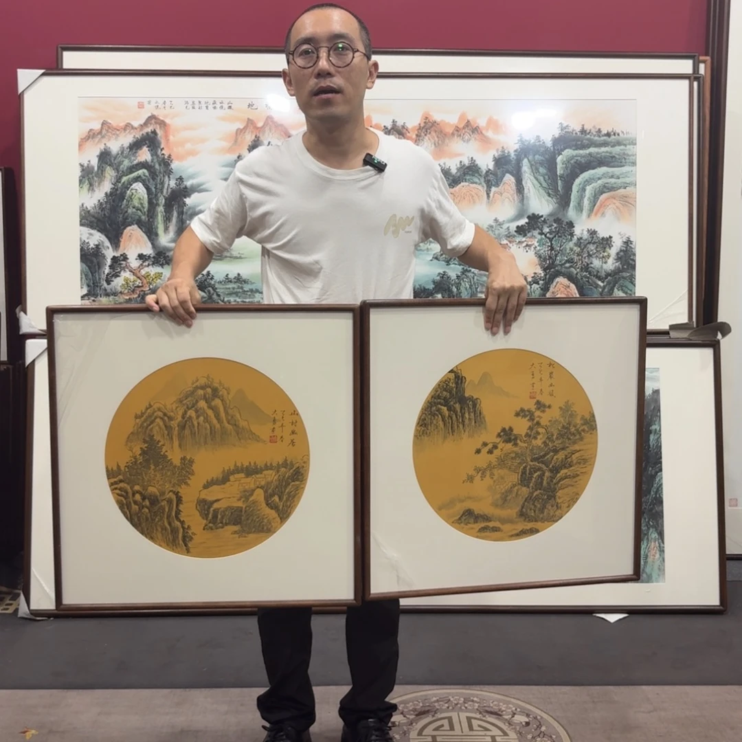 国画带框60/60尺寸一对