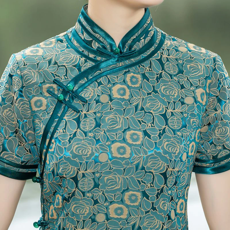 【306】（衣长125cm）老宋锦工艺重工高腰重缎气质旗袍