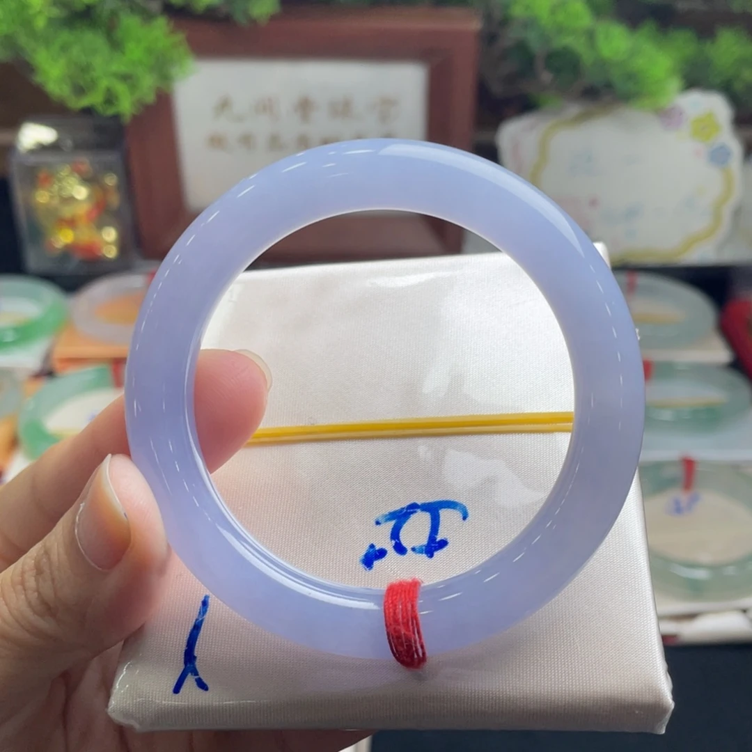 翡翠未镶嵌手镯13号 52圆条 满紫