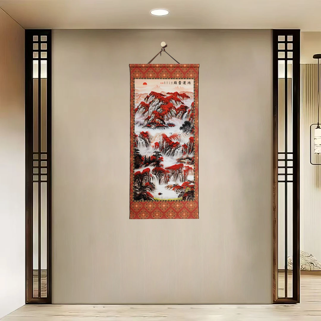 {40-816鸿运当头}净尺寸40x85cm现代简约挂轴装饰画办公室家居装