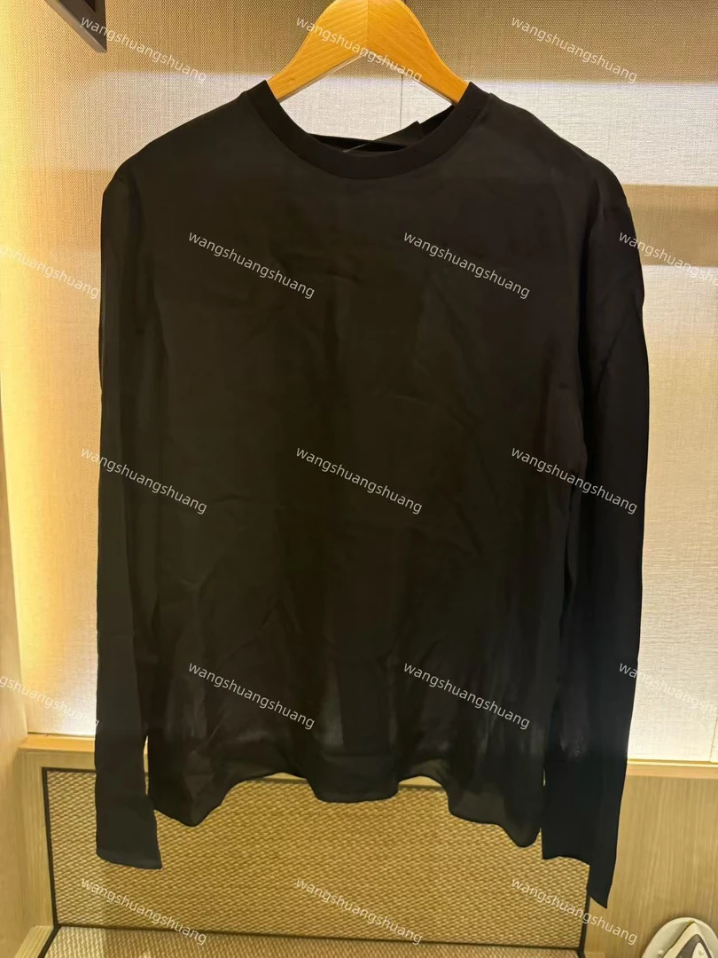 黑色飘带圆领真丝衫no退no换