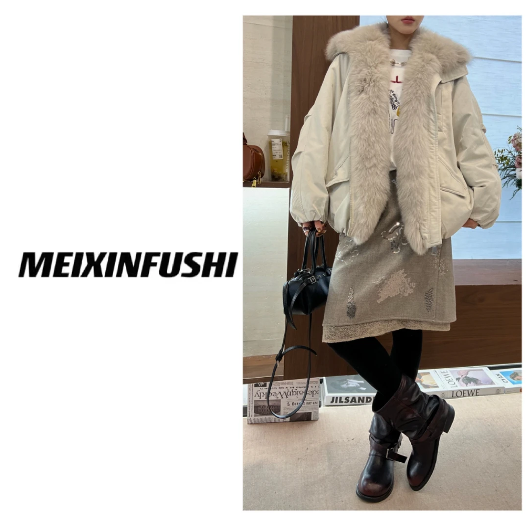 【Mei Xin】狐狸毛领90白鹅绒羽绒外套/9036/D
