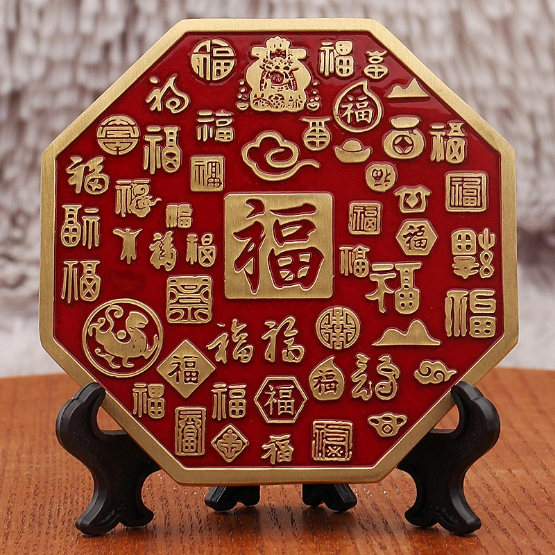 【老师推荐】黄铜浮雕百福摆件中式客厅桌面装饰品玄关摆设