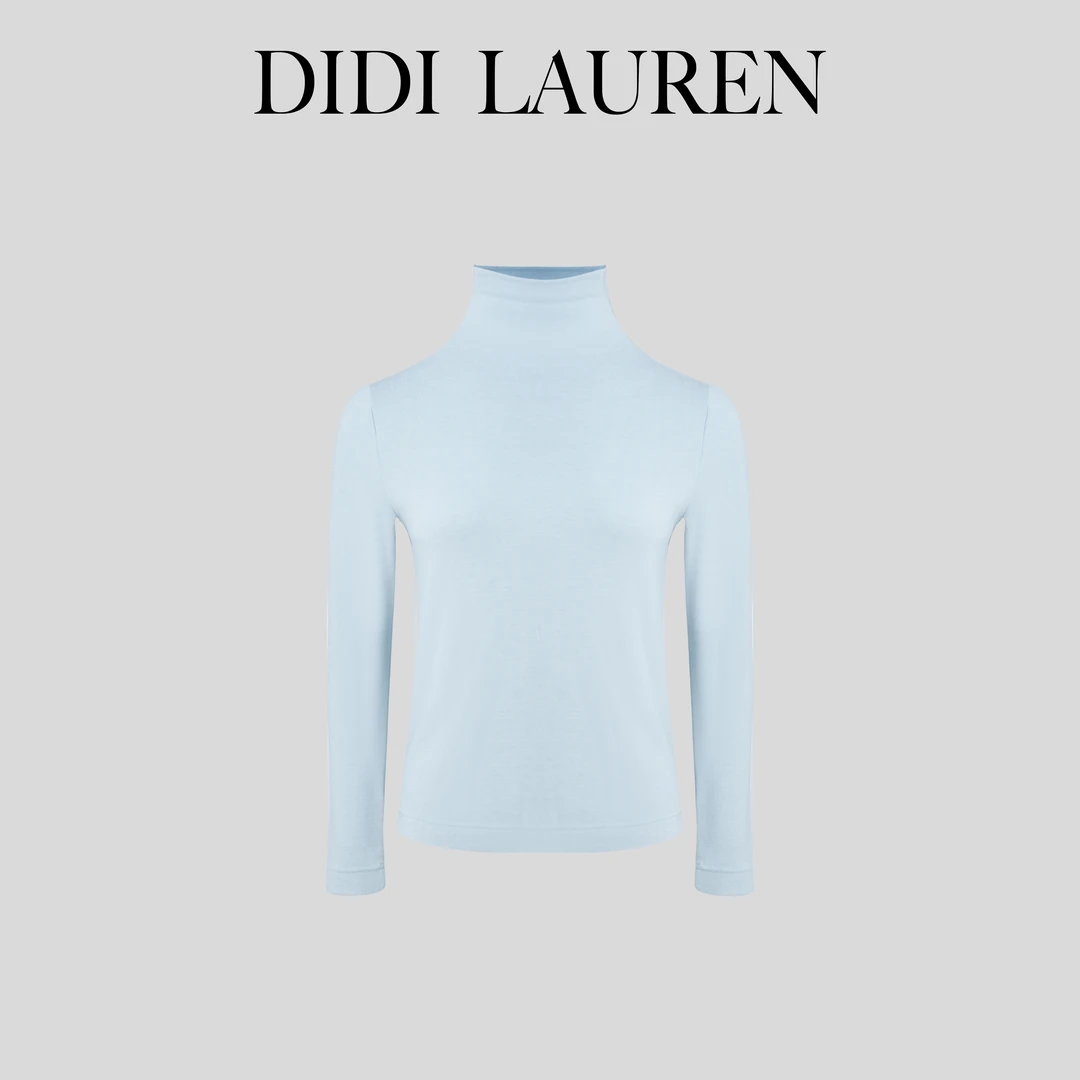 DIDI LAUREN“私家福利款”天蓝色高领羊毛针织打底衫