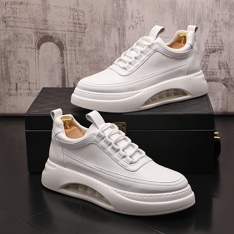 小白鞋男夏季款百搭休闲鞋男士气垫潮鞋厚底内松糕鞋大码鞋