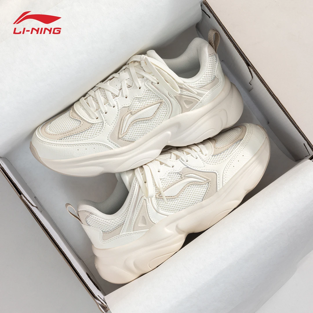 李宁奶椰运动鞋女鞋秋季2025新款防滑耐磨舒适软弹休闲鞋子老爹鞋