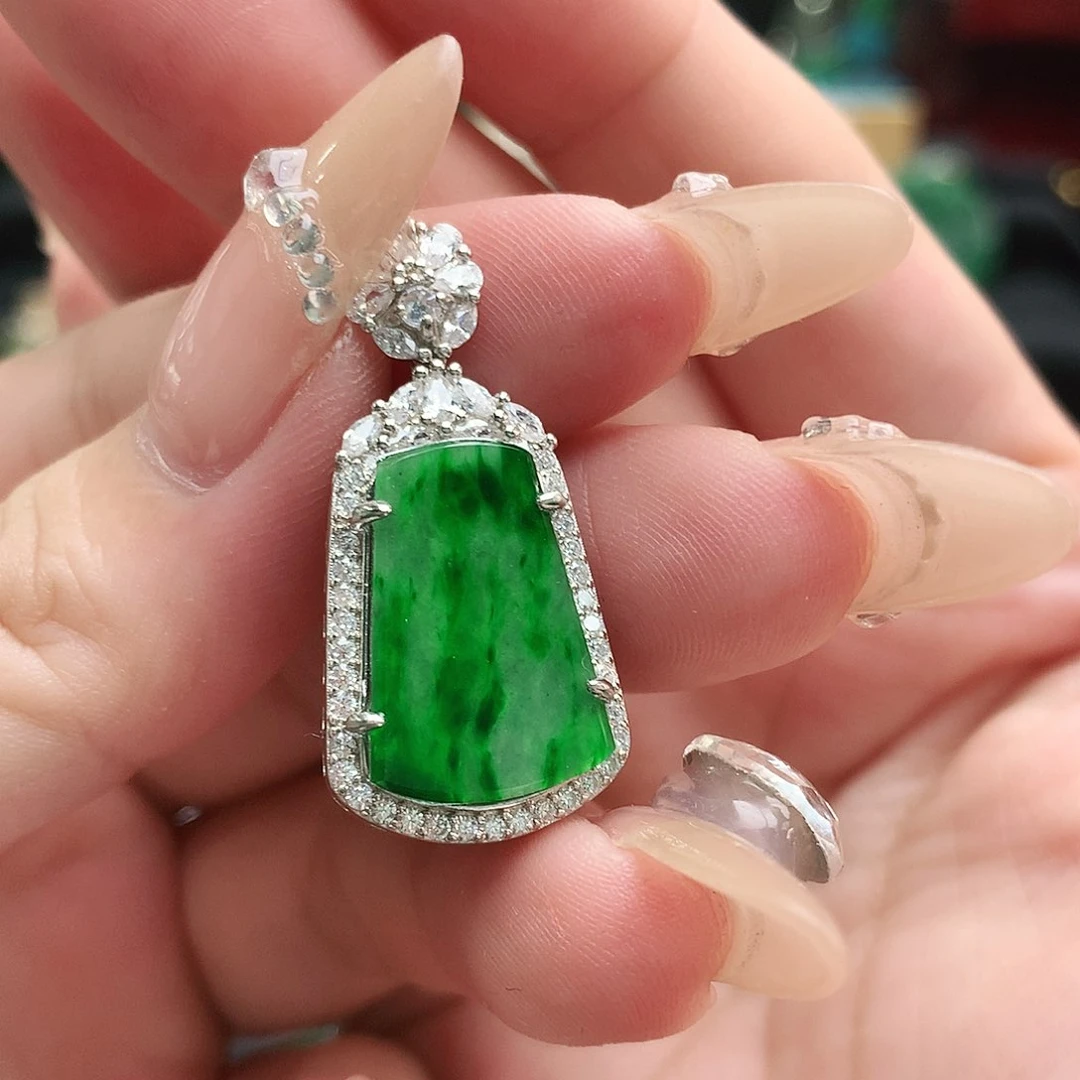 翡翠银S925镶嵌颈饰吊坠