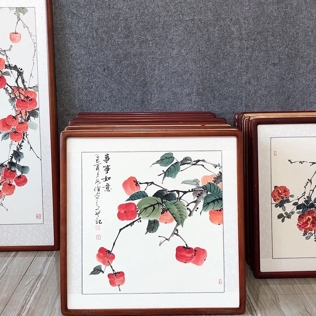国画书画作品带框63×63