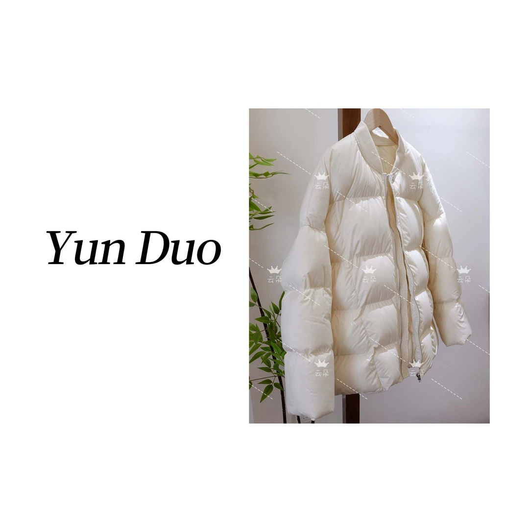 云朵定制 【豆腐块】后背织带棒球领面包羽绒服 宽松保暖外套GH82