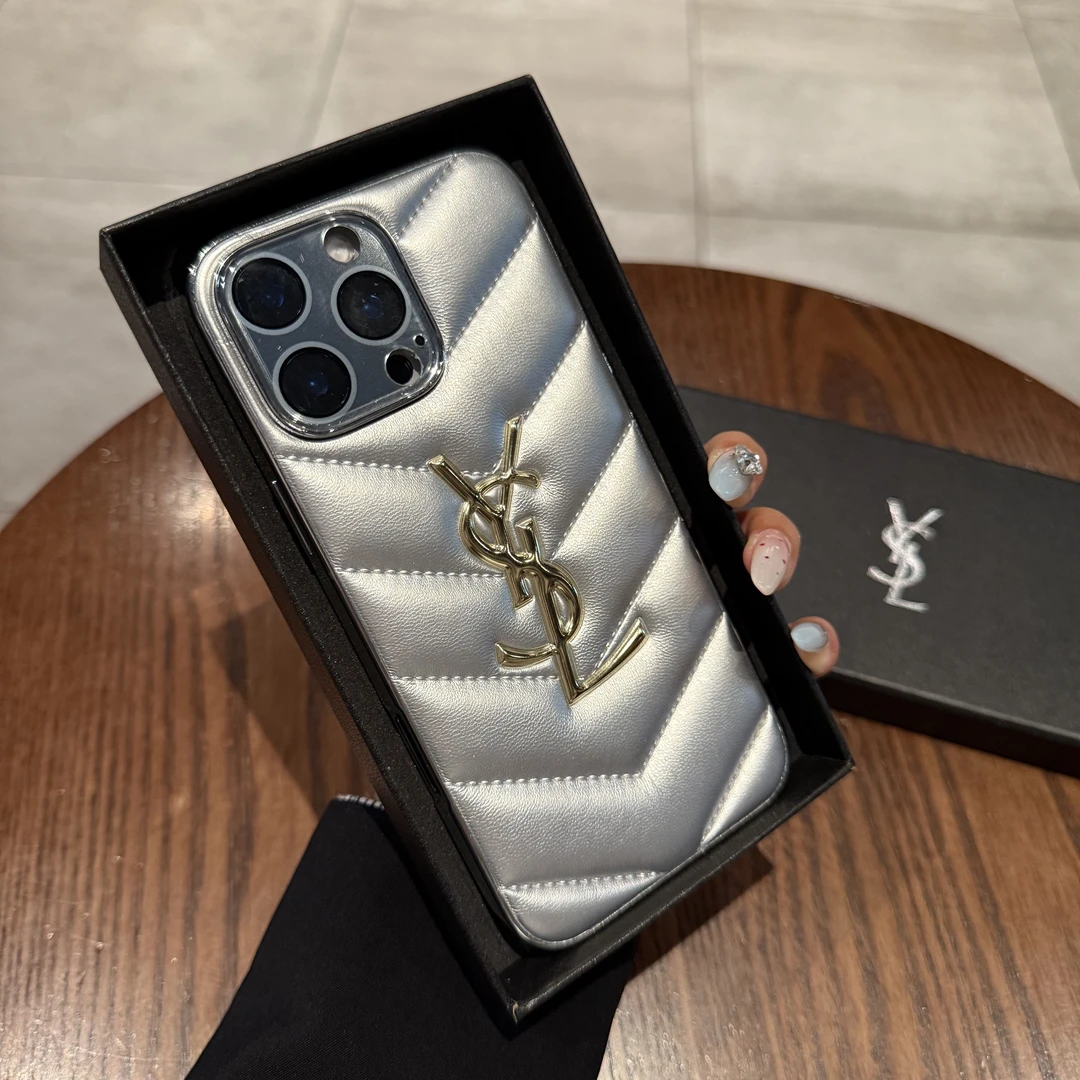 苹果16promax手机壳全包YSL适用iPhone15新款男女14pro皮质13软12