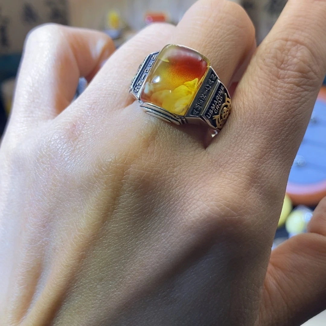 晨***曦蜜蜡银S925镶嵌戒指