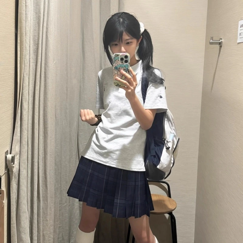 JK夏季POLO衫基础款日系短袖校供感刺绣女T恤学生原创校园风上衣