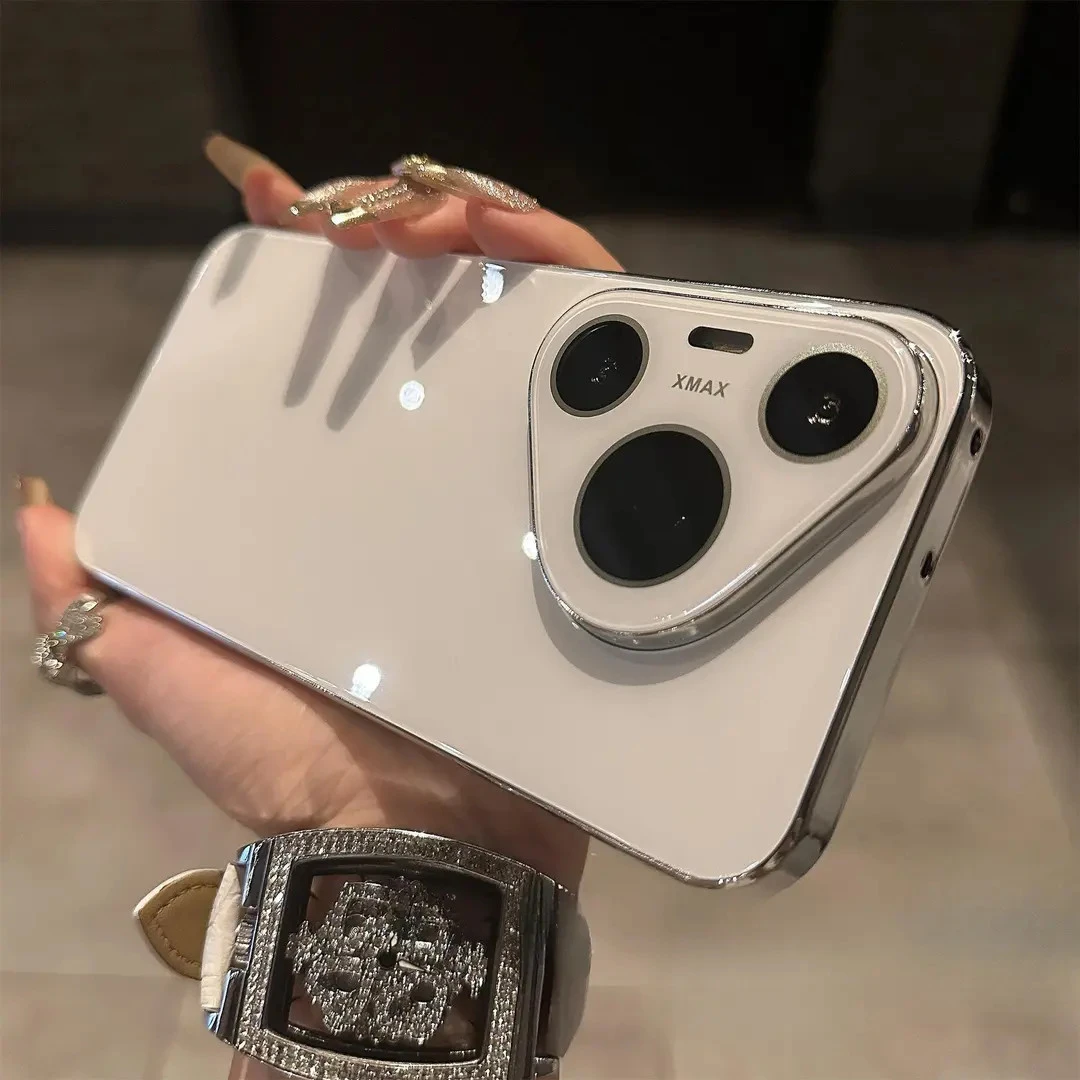 适用华为pura70/80Pro 镜头全包手机壳p70pro高级玻璃纯色电镀壳