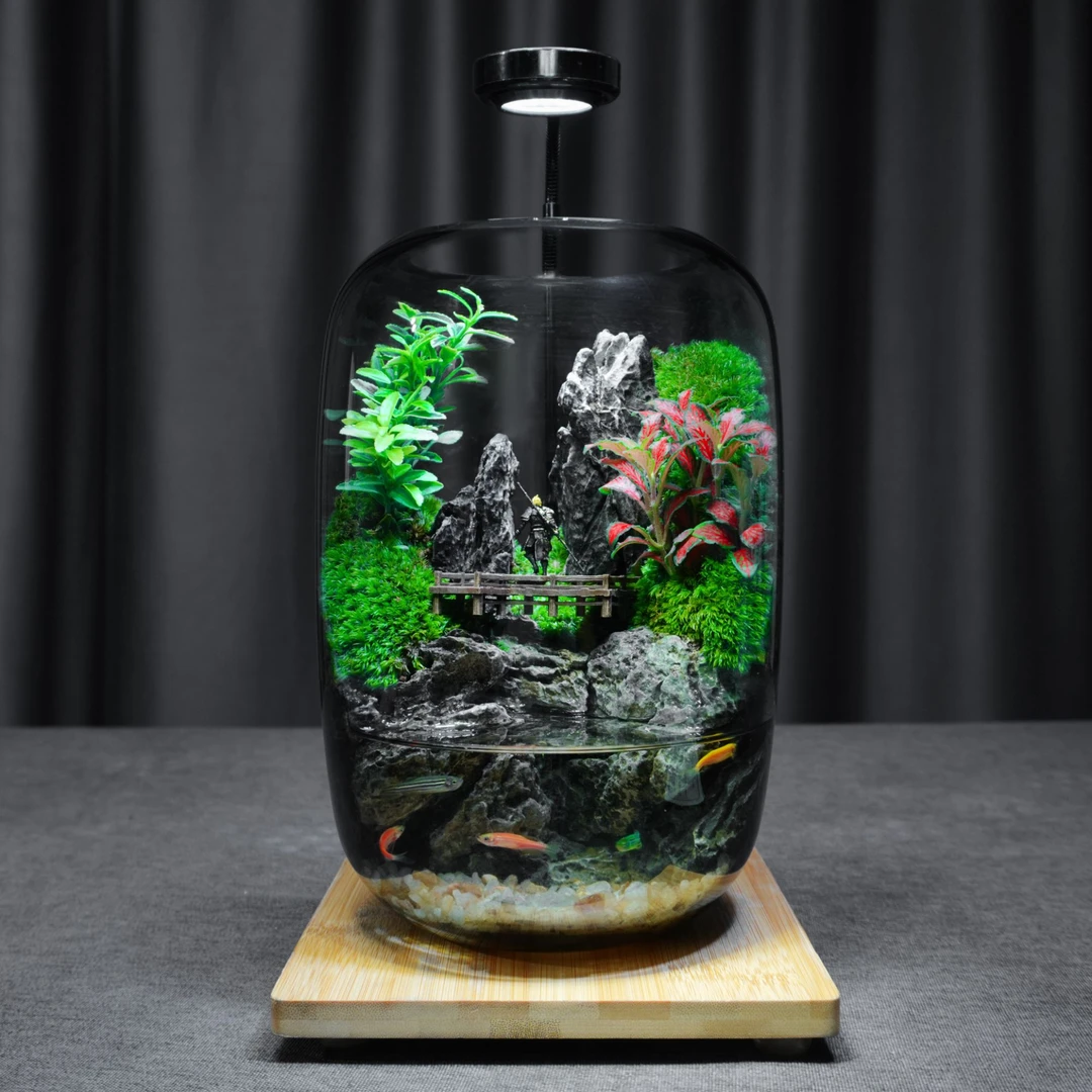 新款【万重山—水景】桌面绿植山水景观苔藓微景观可养鱼办公室摆件