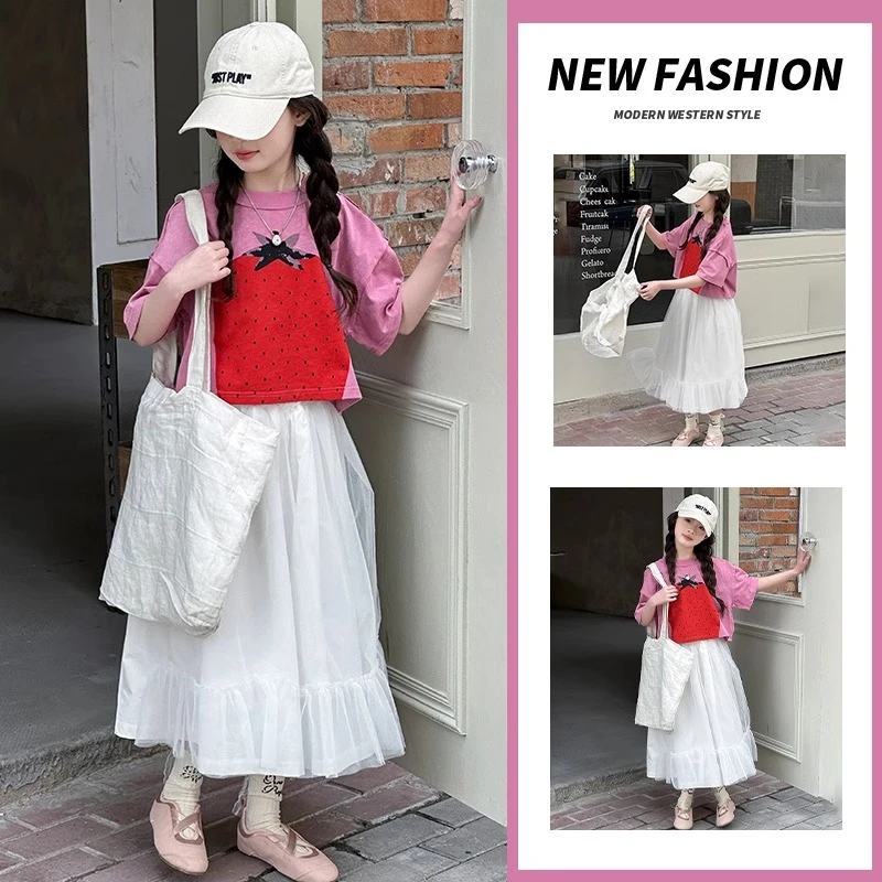 女童韩系穿搭夏季裙子套装2025新款中大童女孩夏装短袖儿童半身裙