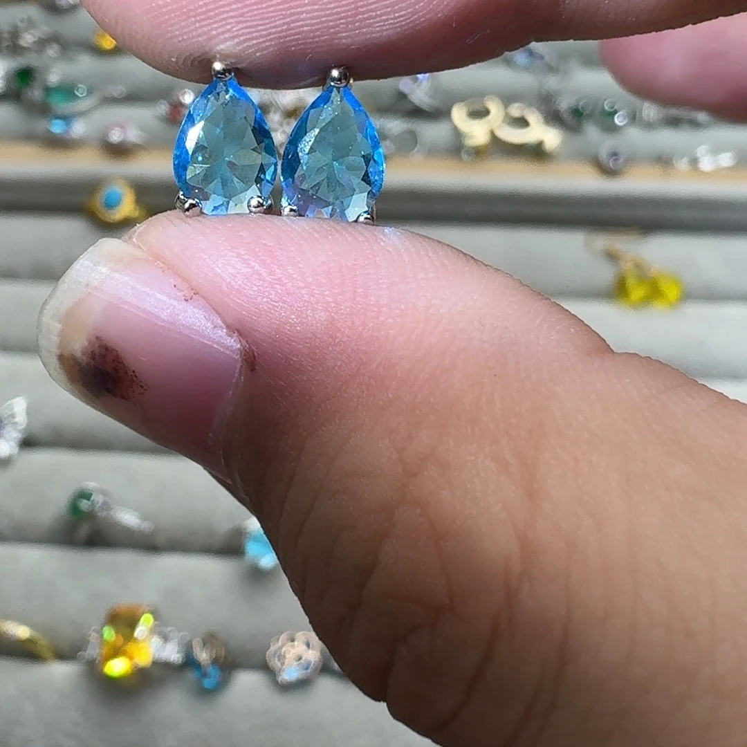 托帕石戒指银S925镶嵌