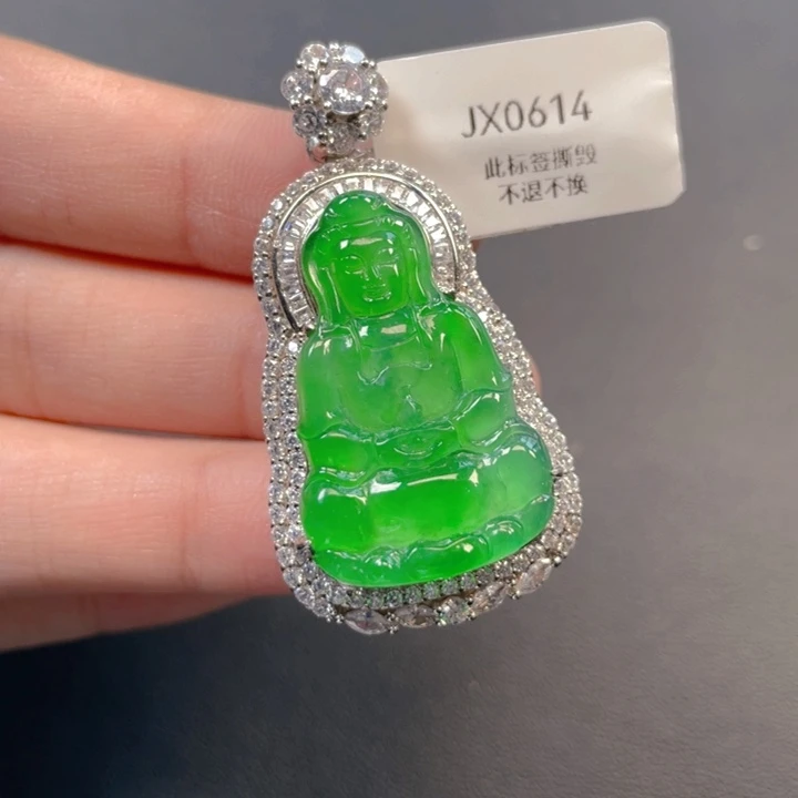 翡翠银S925镶嵌吊坠(不含链)