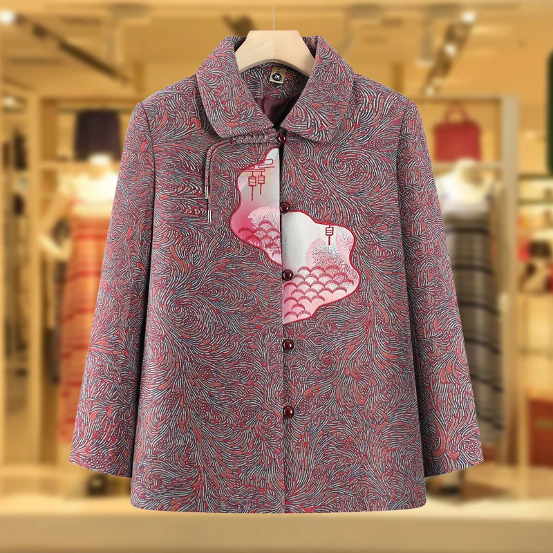 中老年人女装2025年春款外套奶奶装翻领春装老人老太太春装上衣服