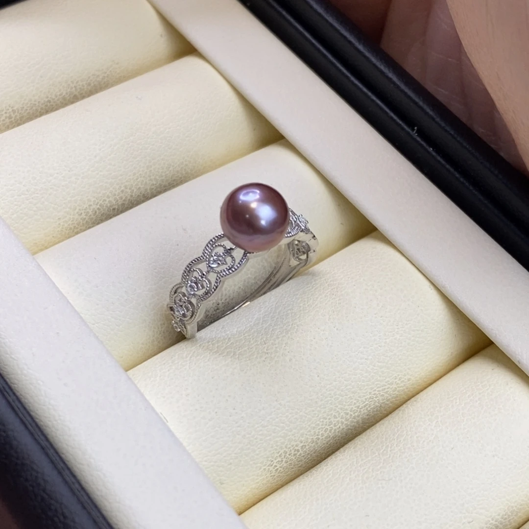 银S925镶嵌戒指淡水珍珠