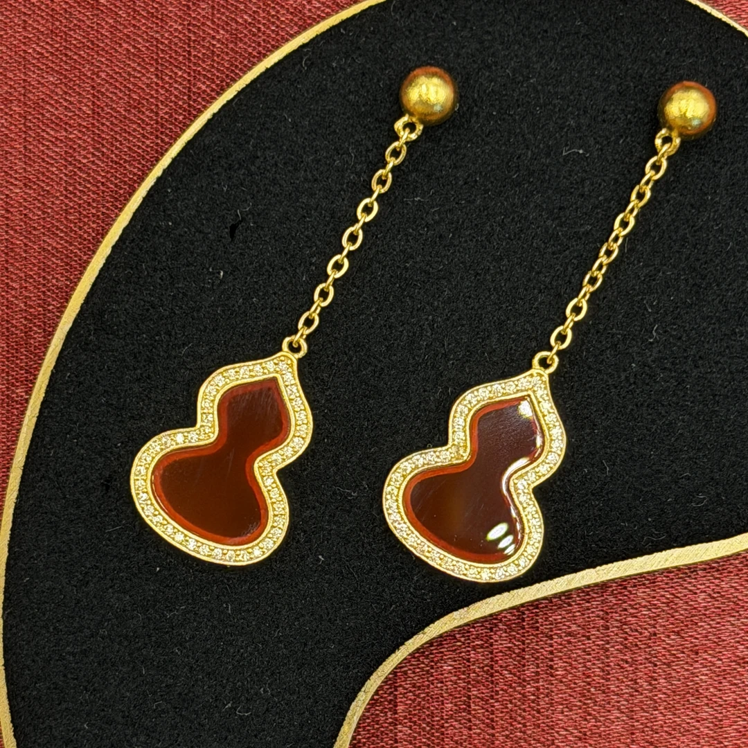 黄金足金999【】镶嵌款耳环黄金首饰