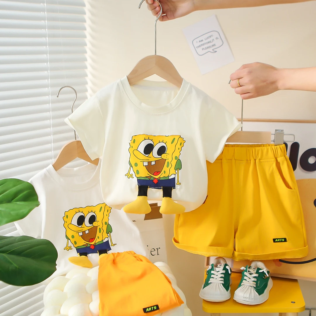 【沫沫家】男女童套装夏装宝宝夏季卡通短袖短裤洋气两件套衣服