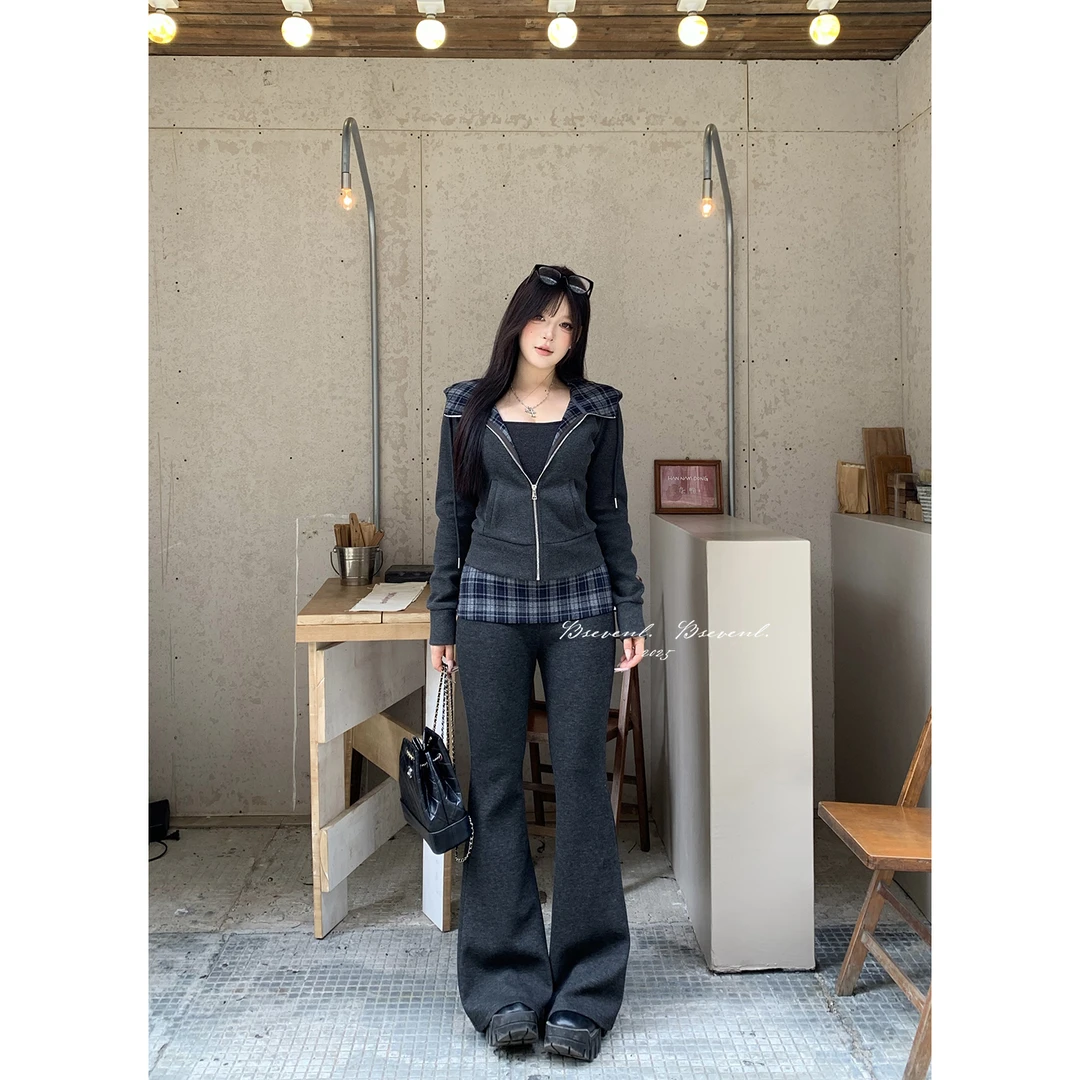 黑泽玄七“早八素颜天菜”休闲长裤时尚气质显瘦套装复古宽松秋季