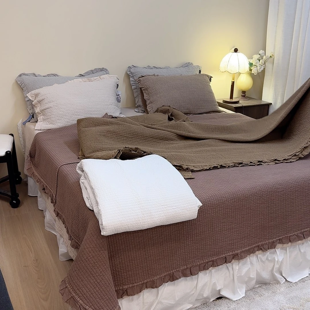 棉白色三件套床盖款2.2*2.4