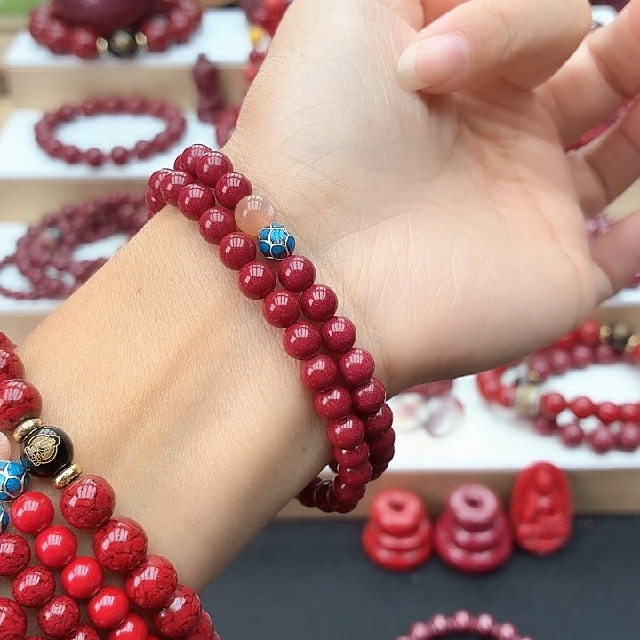 天然辰砂紫金砂卡6的2圈莲花款