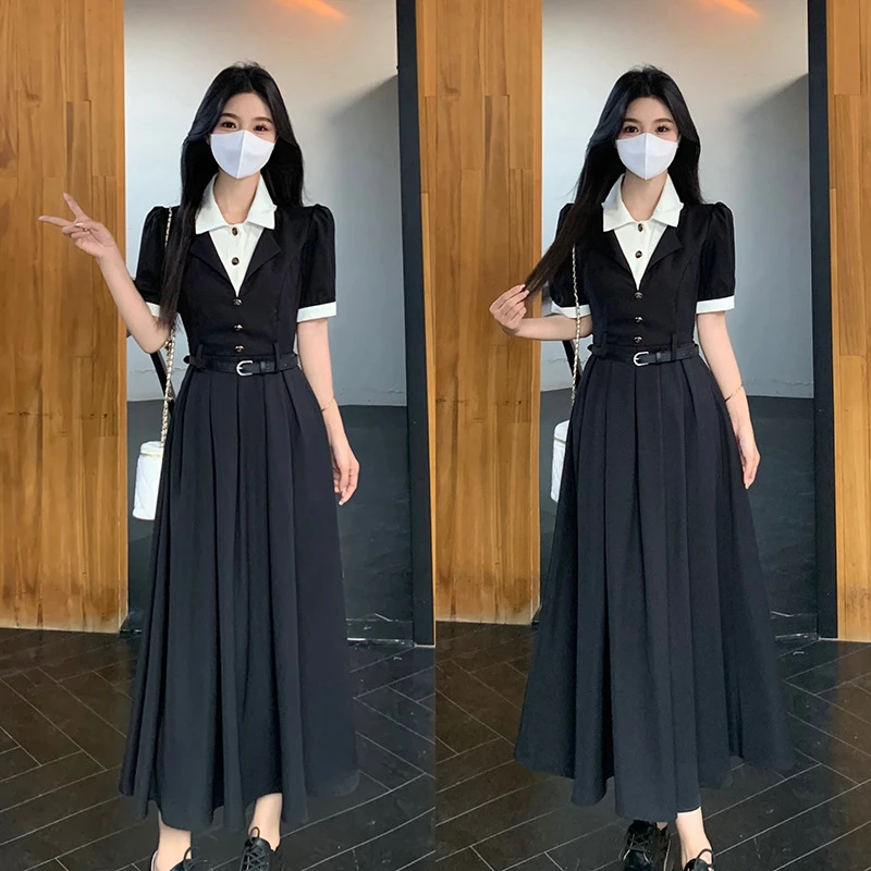 2025年女装巴塞旧事法式小香风黑色连衣裙胖妹妹高级感显瘦裙子