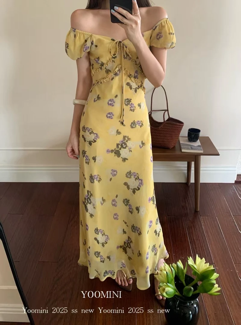 Yoomini 10735新款木耳边连衣裙