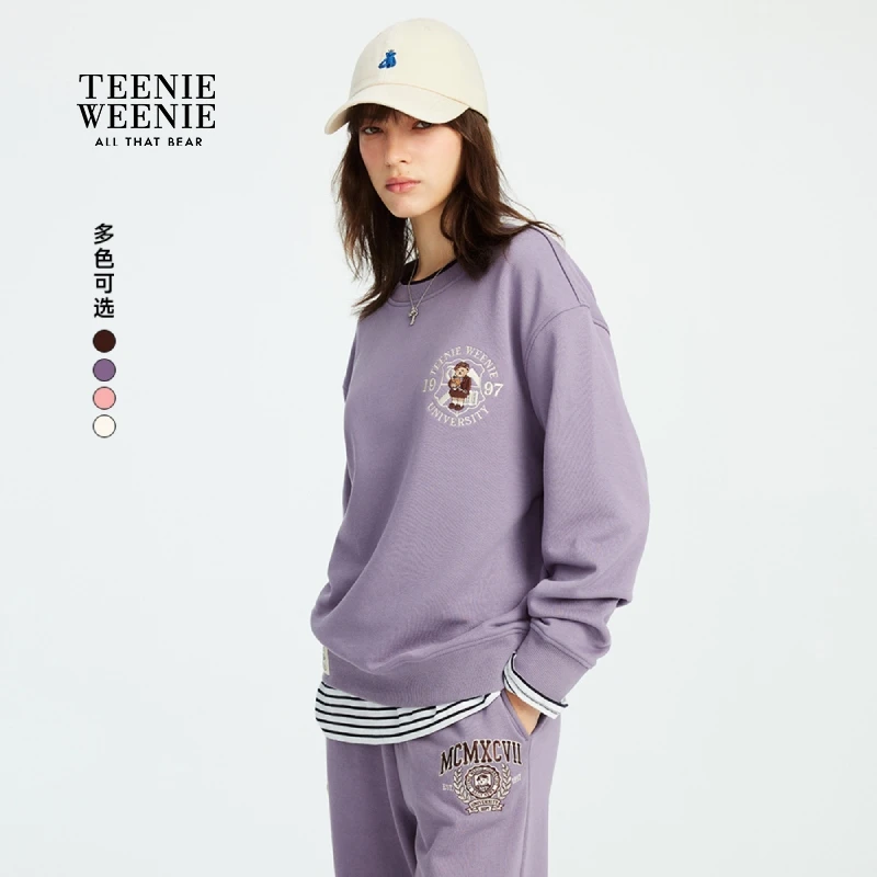 *TeenieWeenie小熊女装卫衣2025秋冬款学院风圆领上衣TTMA257801P