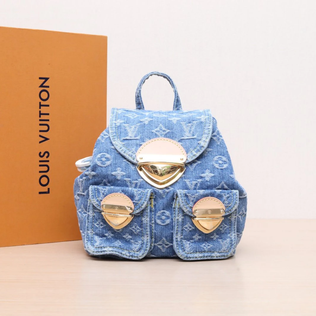 99新 LouisVuitton/路易威登 积分黑黑437987 牛仔丹宁系列双肩包