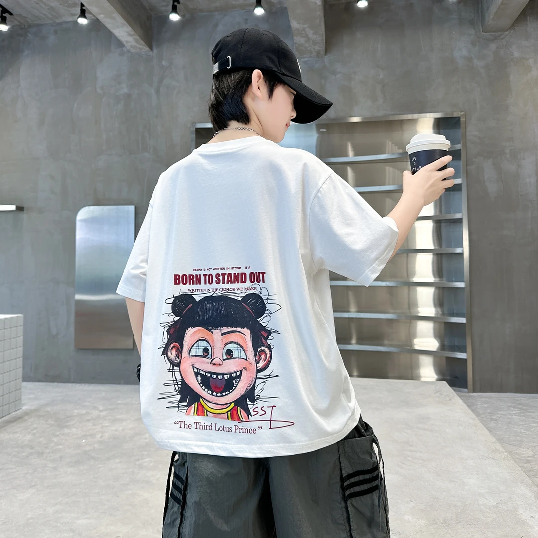 中大童男童夏季潮牌短袖T恤洋气百搭儿童夏装小孩夏天衣服帅气
