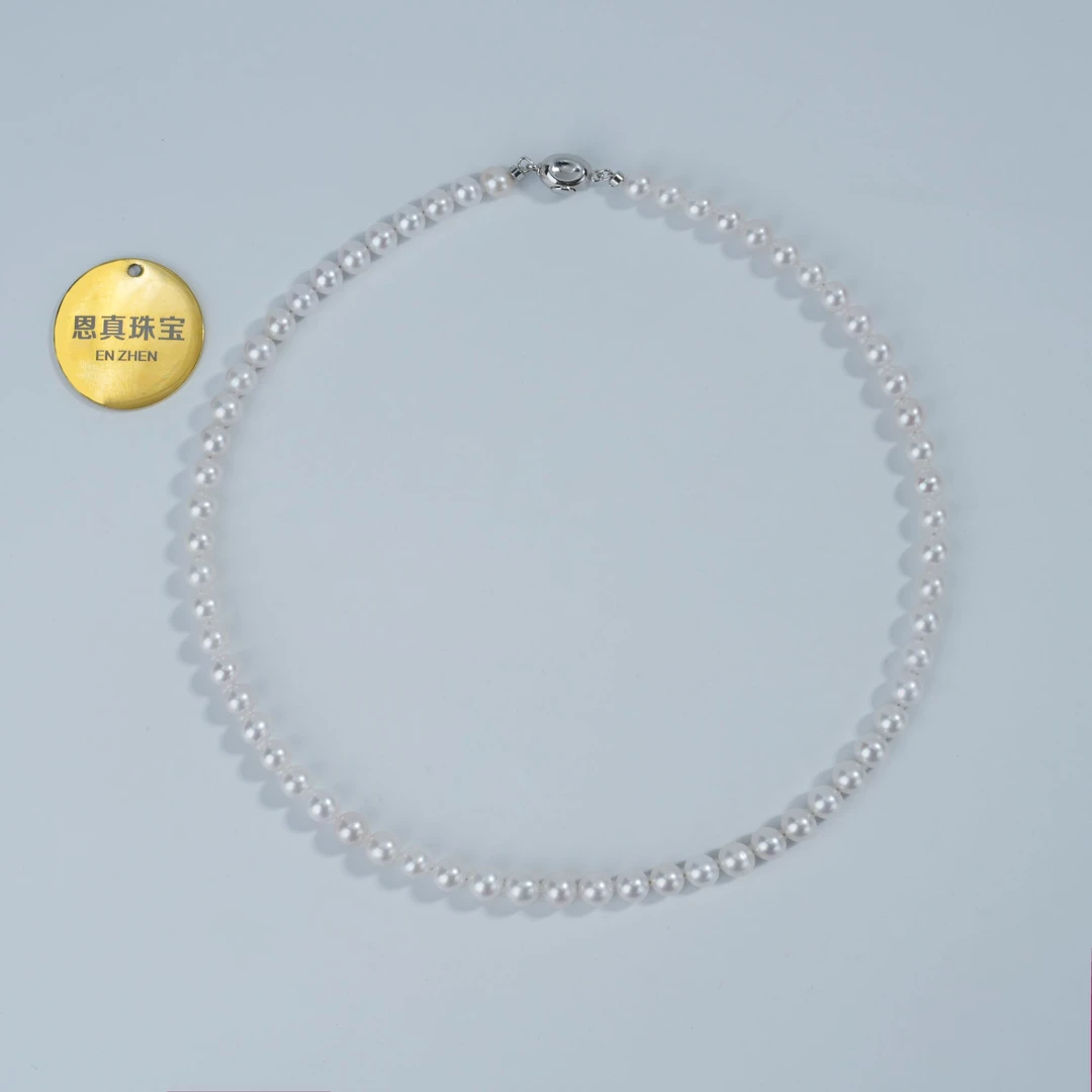 【金标珠宝级欧若拉】极强光无核淡水珍珠项链6.3～7.3mm