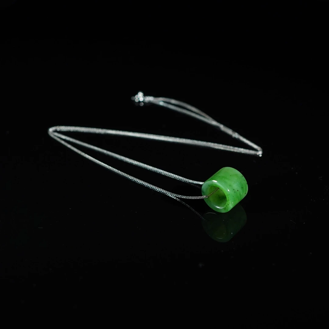 【时宛】和田玉路路通吊坠*s925 银镶嵌