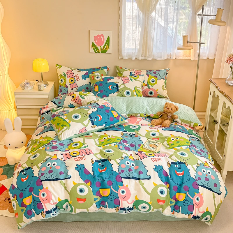 POCKET PIG/布袋猪【大眼萌仔】A版全棉B版豆豆绒四件套套件