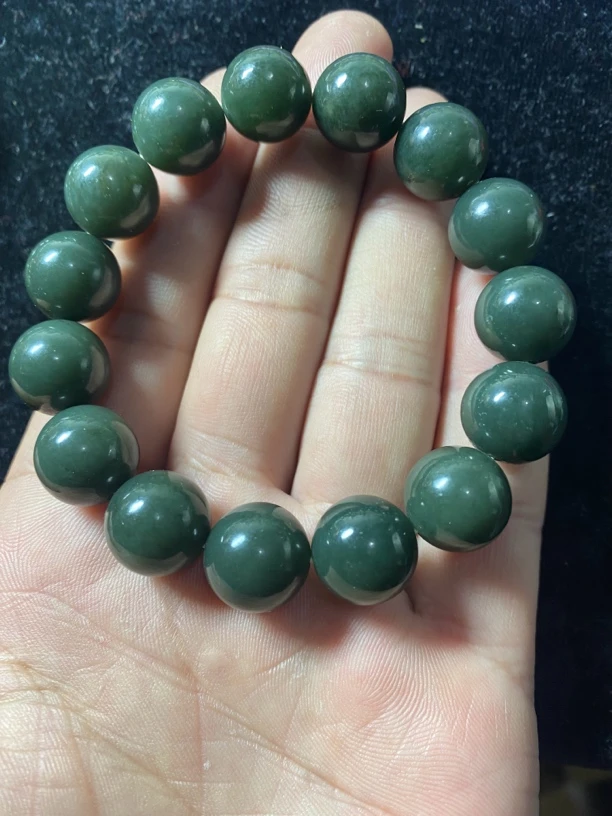 和田玉卡14圆珠手串