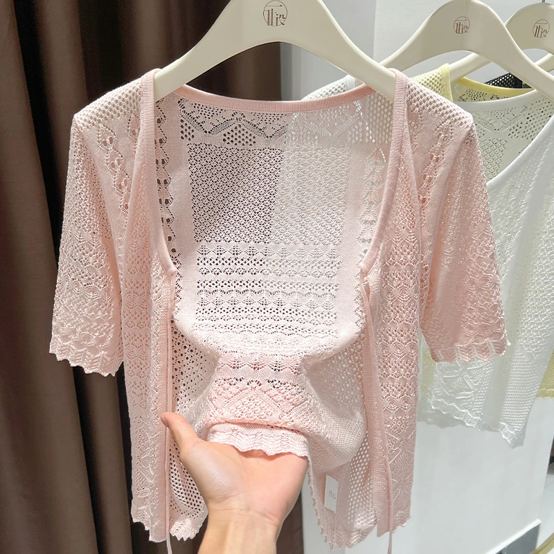 高级感勾花镂空针织外套2025新款爆款配吊带外搭时尚开衫气质坎肩