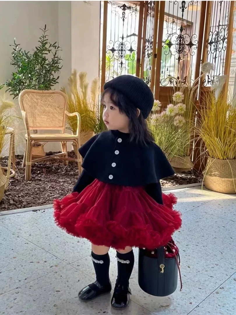 2025女童针织披肩毛衣tutu裙蓬蓬裙半裙两件套（最大穿4岁）