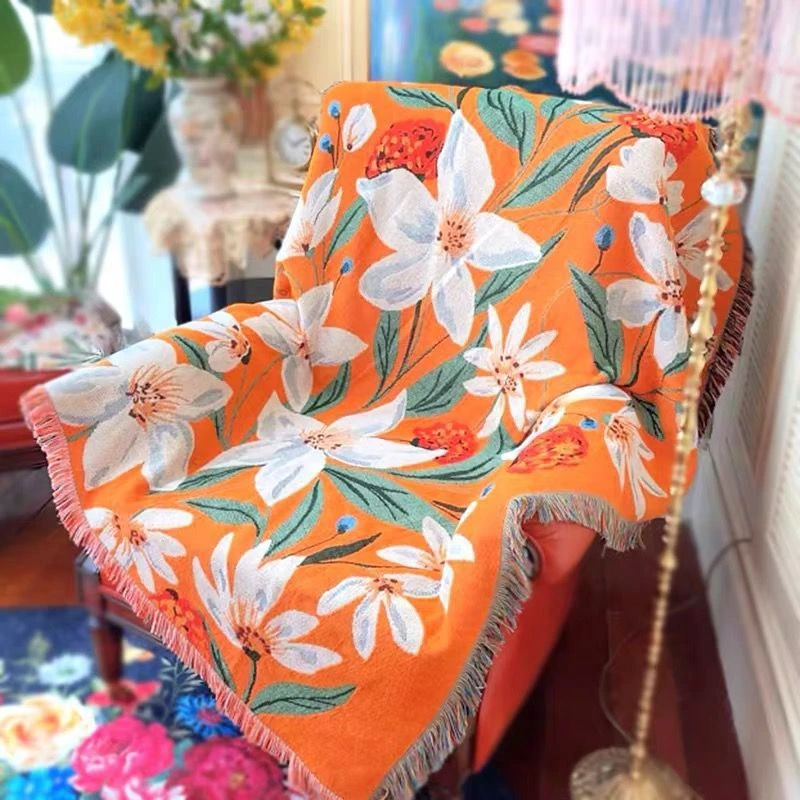 轻奢波西米亚桌布茶几布午休毯美式复古沙发巾民族风针织盖巾L